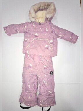 deux par deux Pink Quilted Hooded Snowsuit Jacket And Snow Pants Set 12m